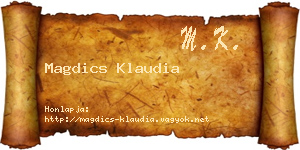 Magdics Klaudia névjegykártya
